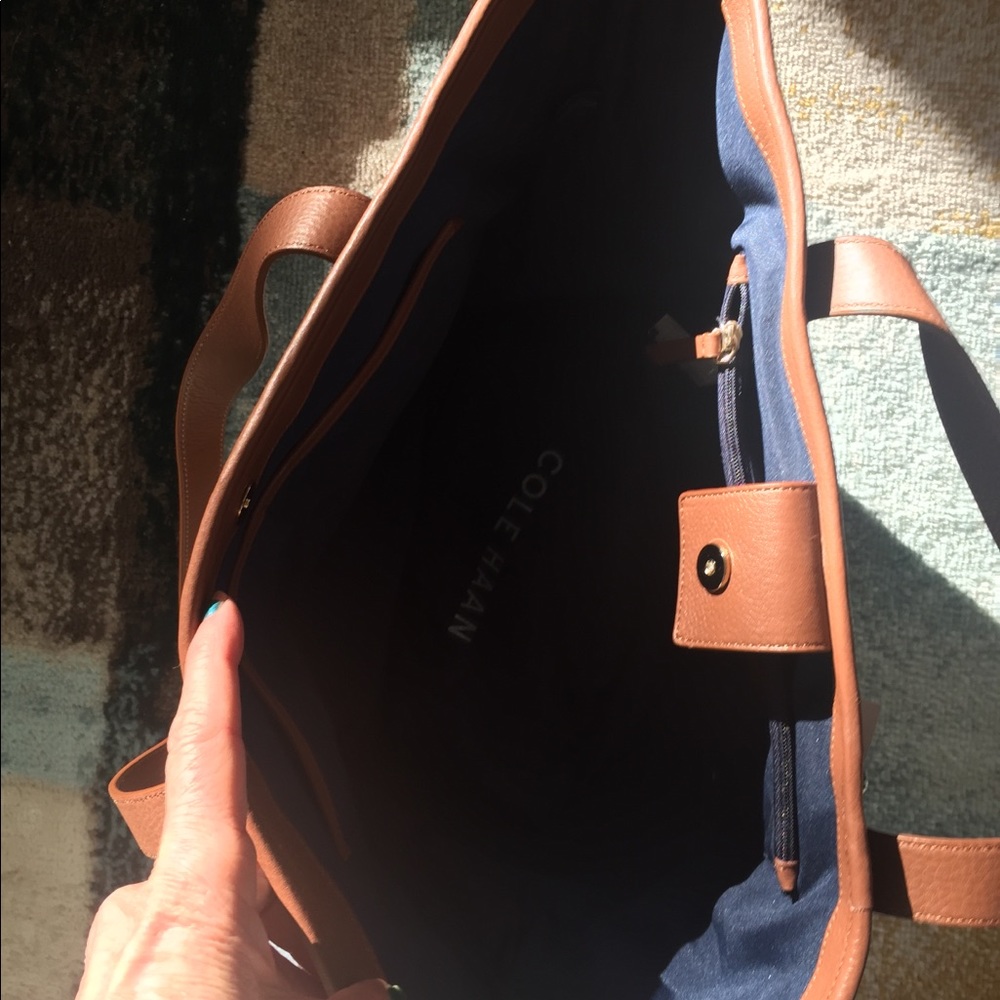 COLE HAAN Woven Detail Large Leather Tote - Picture 5 of 6